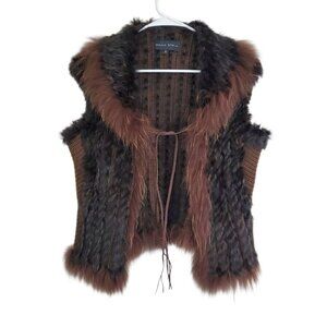 Dana Stein Real Fur Rabbit Knitted Y2k Vest - XL